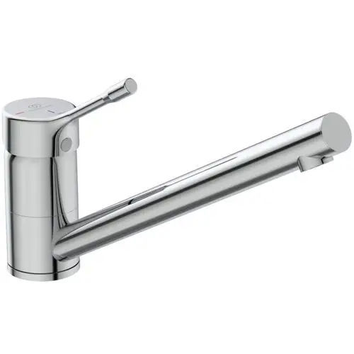 Küchenarmatur in Chromausführung von Ideal Standard mit einem langen, geraden Auslauf und einem Hebel für die Wasserregulierung.